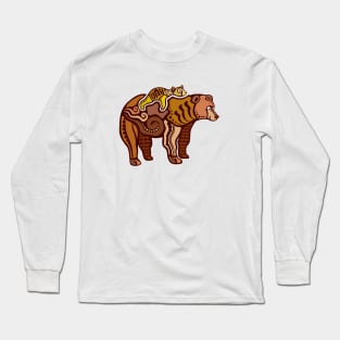 Bear with a Cub Artistic Design in Color Long Sleeve T-Shirt